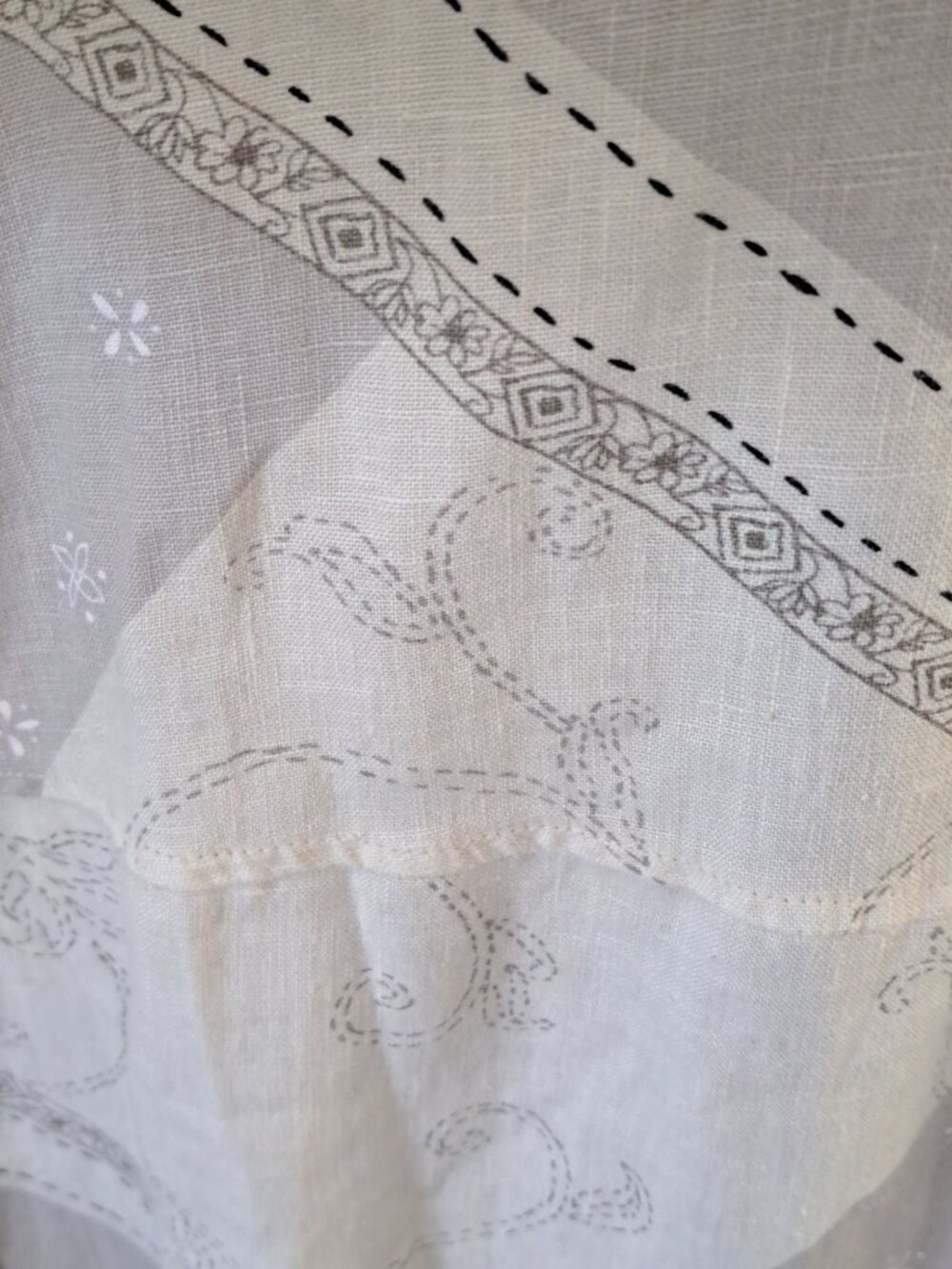 John Paul Richard Linen Sleeveless Maxi Dress Patchwork Print Beige XL Lagenlook - Picture 3 of 9